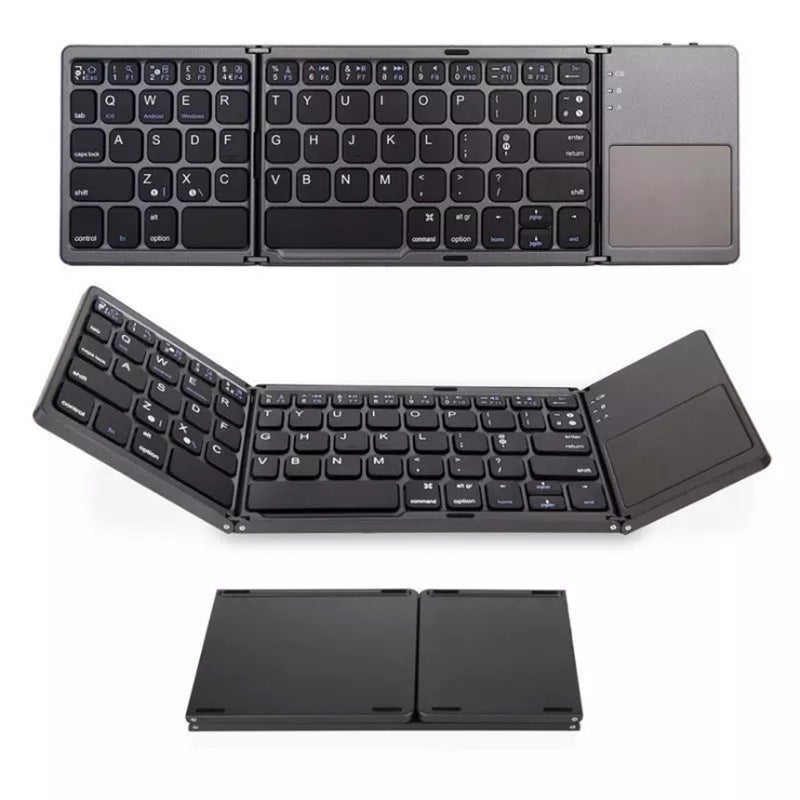 Folding Tablet Phone Computer Wireless Foldable Bluetooth Keyboard Multi-Function Button