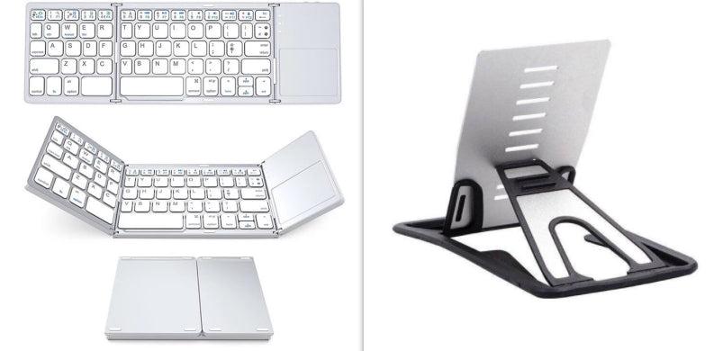Folding Tablet Phone Computer Wireless Foldable Bluetooth Keyboard Multi-Function Button