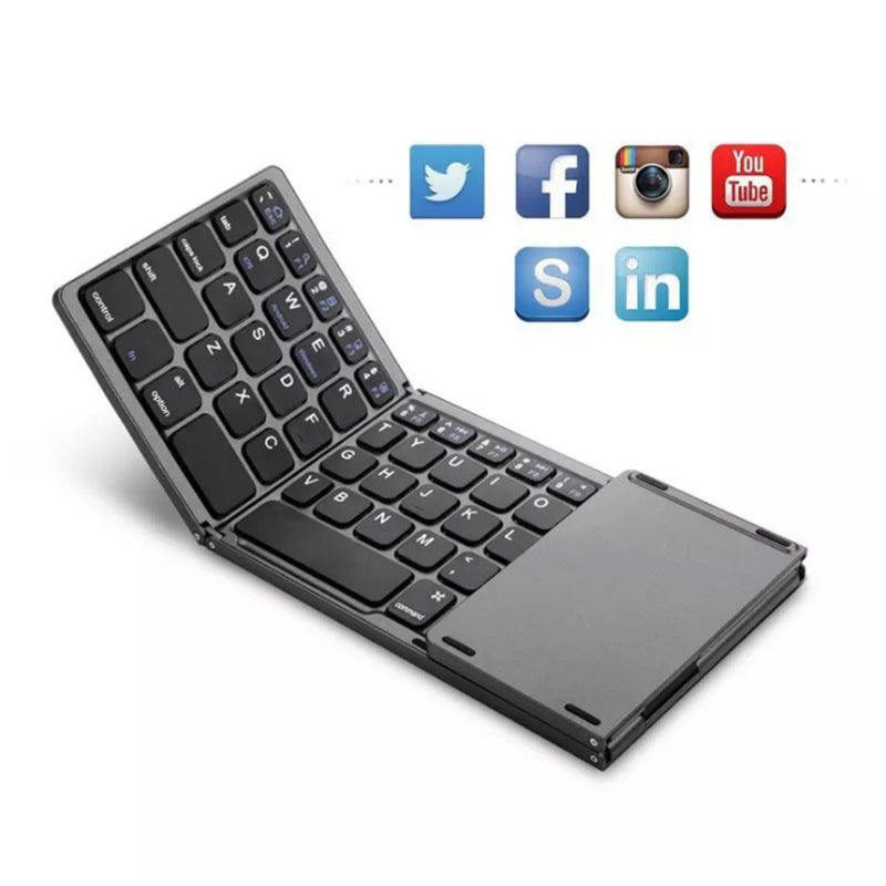 Folding Tablet Phone Computer Wireless Foldable Bluetooth Keyboard Multi-Function Button