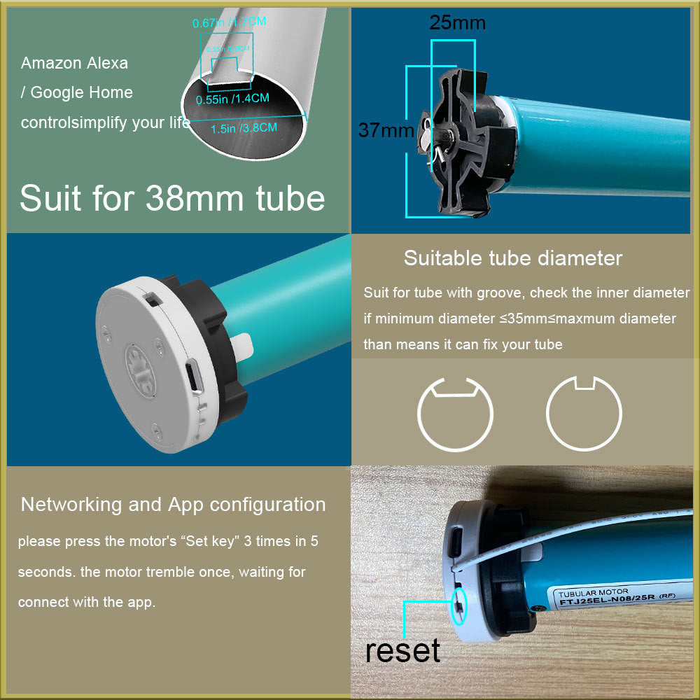 Blue zigbee electric curtain motor with bracket and control wires