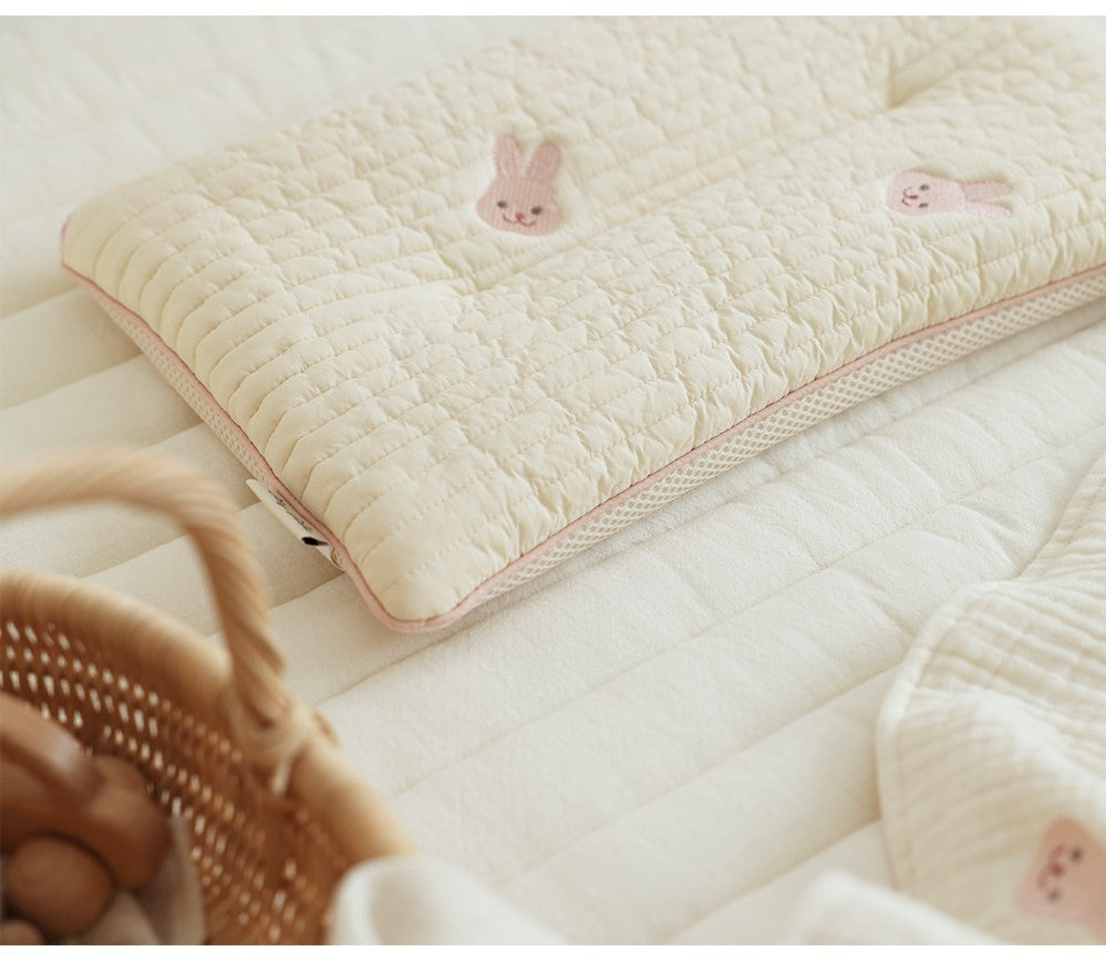 Baby Breathable Sweat Absorbing Embroidery Flat Head Shaping Pillow