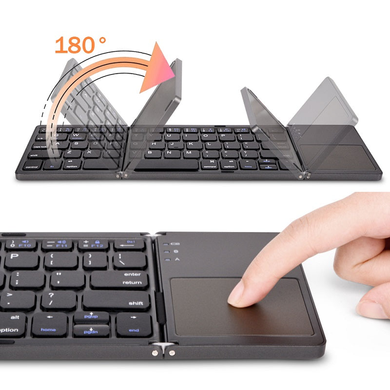 Folding Tablet Phone Computer Wireless Foldable Bluetooth Keyboard Multi-Function Button