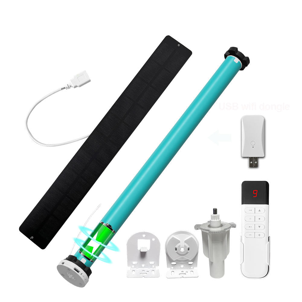 Blue zigbee electric curtain motor with bracket and control wires