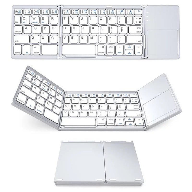 Folding Tablet Phone Computer Wireless Foldable Bluetooth Keyboard Multi-Function Button