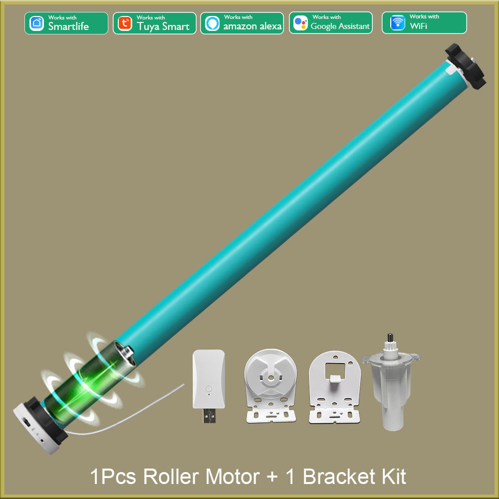 Blue zigbee electric curtain motor with bracket and control wires