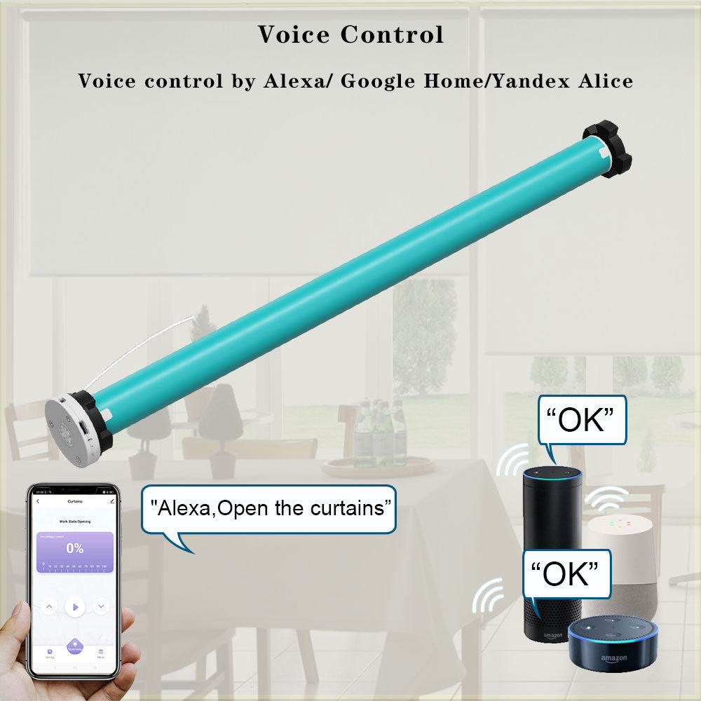 Blue zigbee electric curtain motor with bracket and control wires