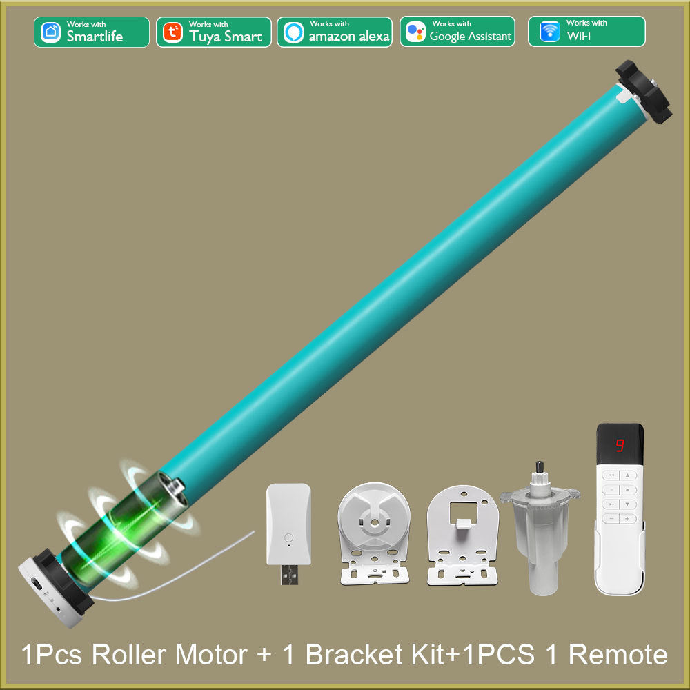Blue zigbee electric curtain motor with bracket and control wires