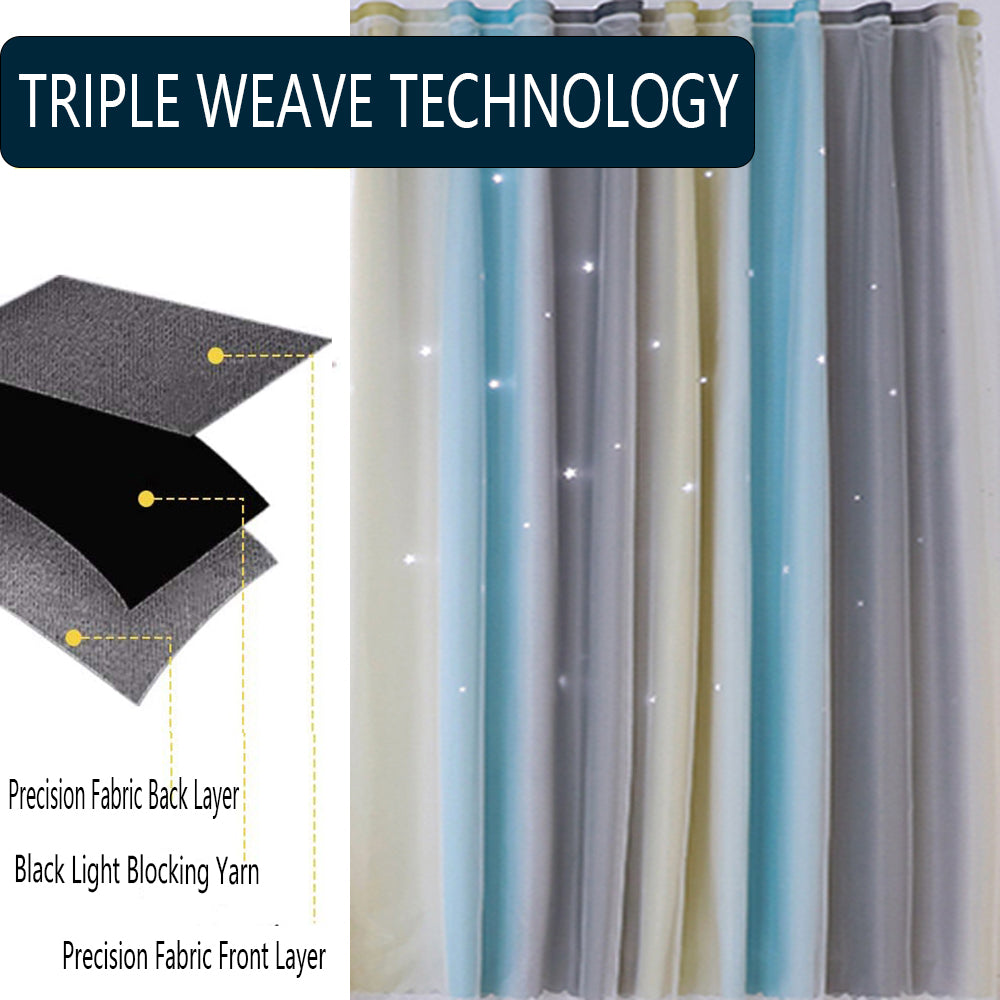 Colorful rainbow curtains for bedroom with star accents