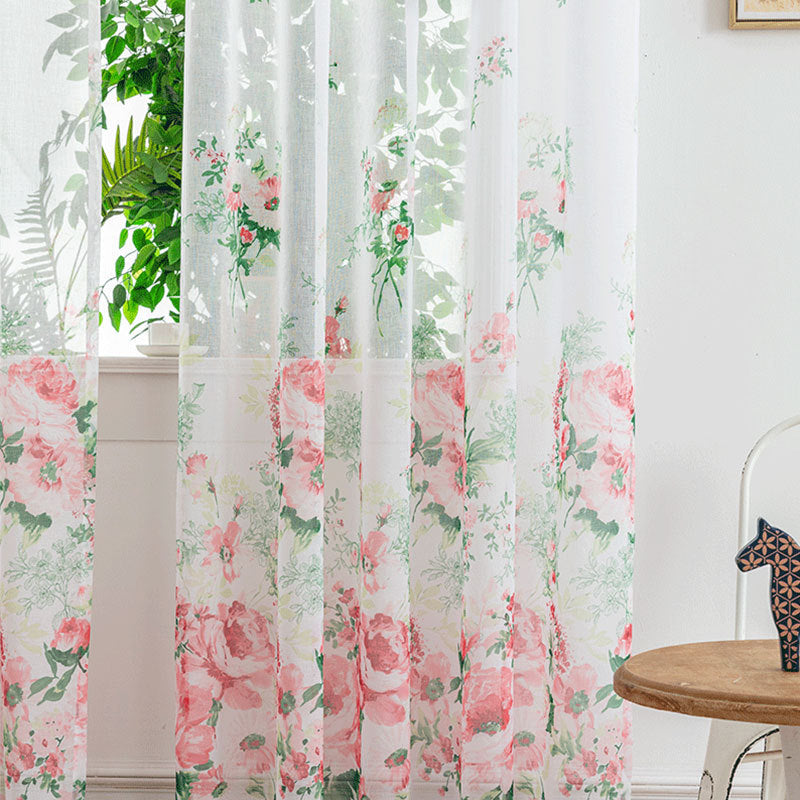 Mesh Curtains Bedroom Light Transmission Decorative Curtain with floral pattern