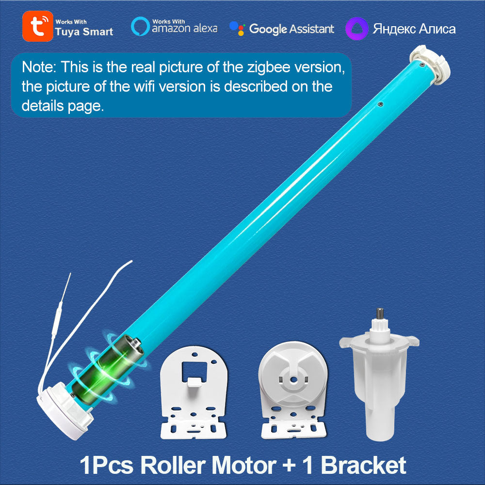 Blue zigbee electric curtain motor with bracket and control wires
